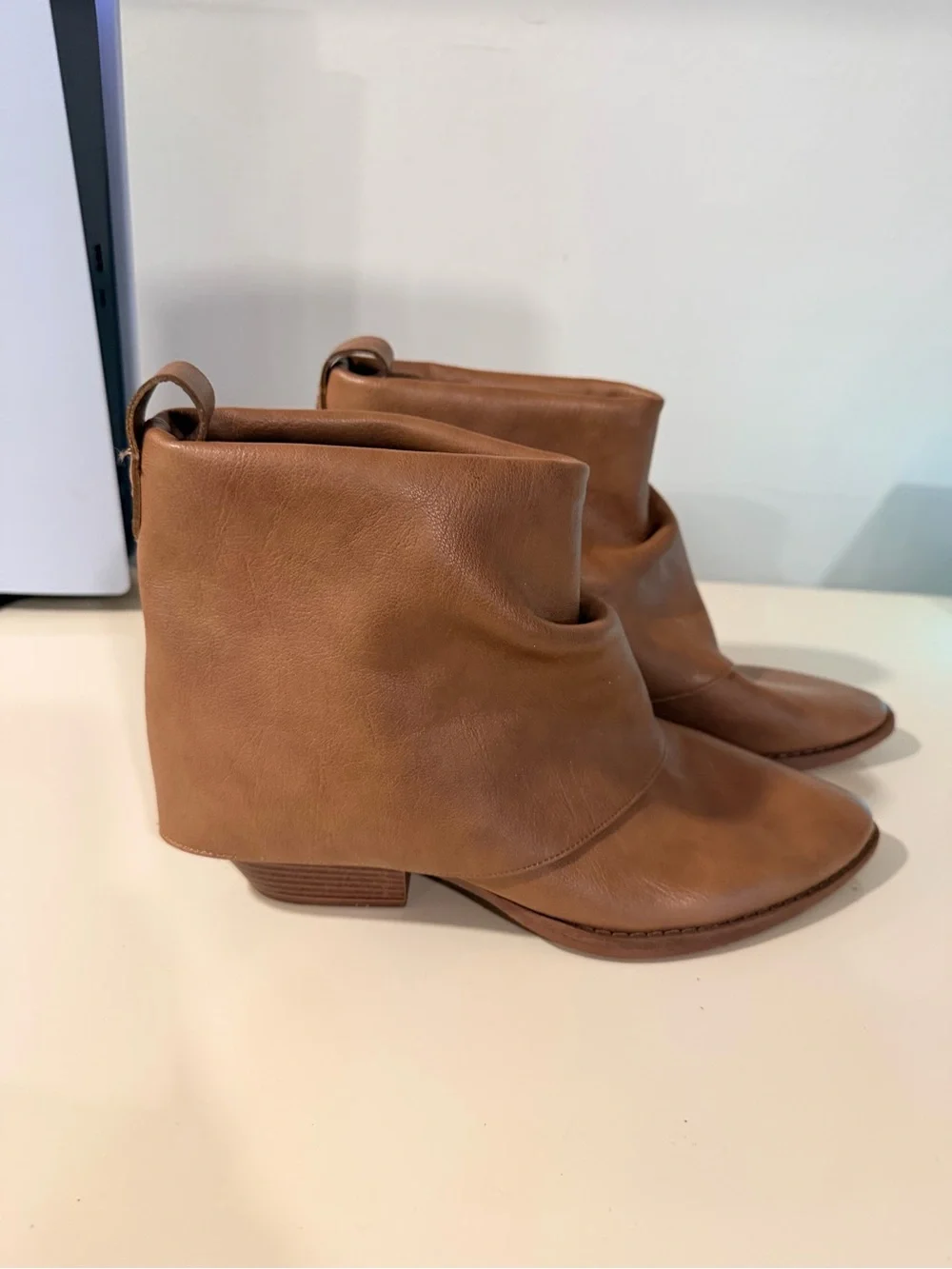 Zodiac Tan Leatherette Slouch Ankle Boot